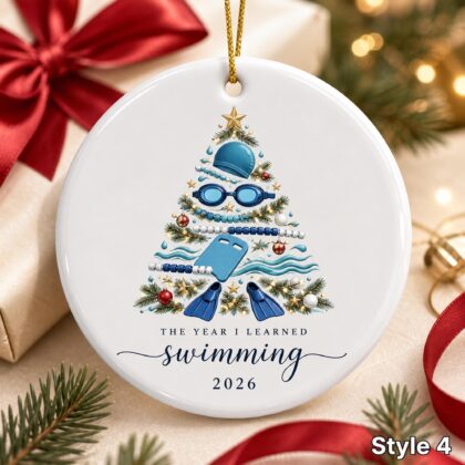Personalized Swimming Christmas Ornament – Custom Name Ceramic Swimmer Tree Keepsake - Image 5