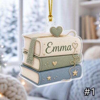 Personalized Book Lover Ornament Acrylic Christmas Gift