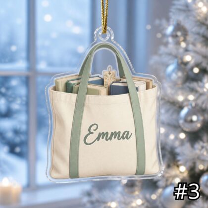 Personalized Book Lover Ornament Acrylic Christmas Gift - Image 3