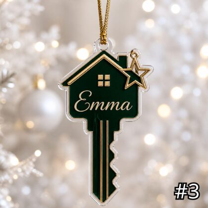Personalized New Home Ornament Acrylic Christmas Gift – Custom Name House Key Ornament - Image 3