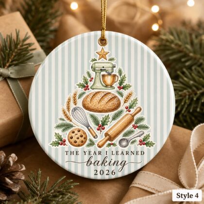 Glossy CeramicPersonalized Baking Christmas Ornament – Custom Name Ceramic Baker Tree Keepsake - Image 4