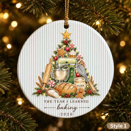 Glossy CeramicPersonalized Baking Christmas Ornament – Custom Name Ceramic Baker Tree Keepsake