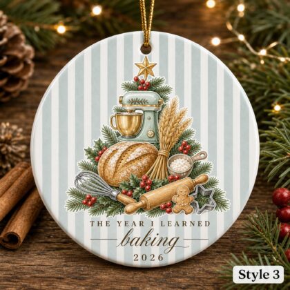 Glossy CeramicPersonalized Baking Christmas Ornament – Custom Name Ceramic Baker Tree Keepsake - Image 3
