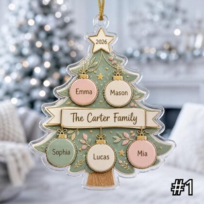 Personalized Family Christmas Tree Ornament Acrylic Gift
