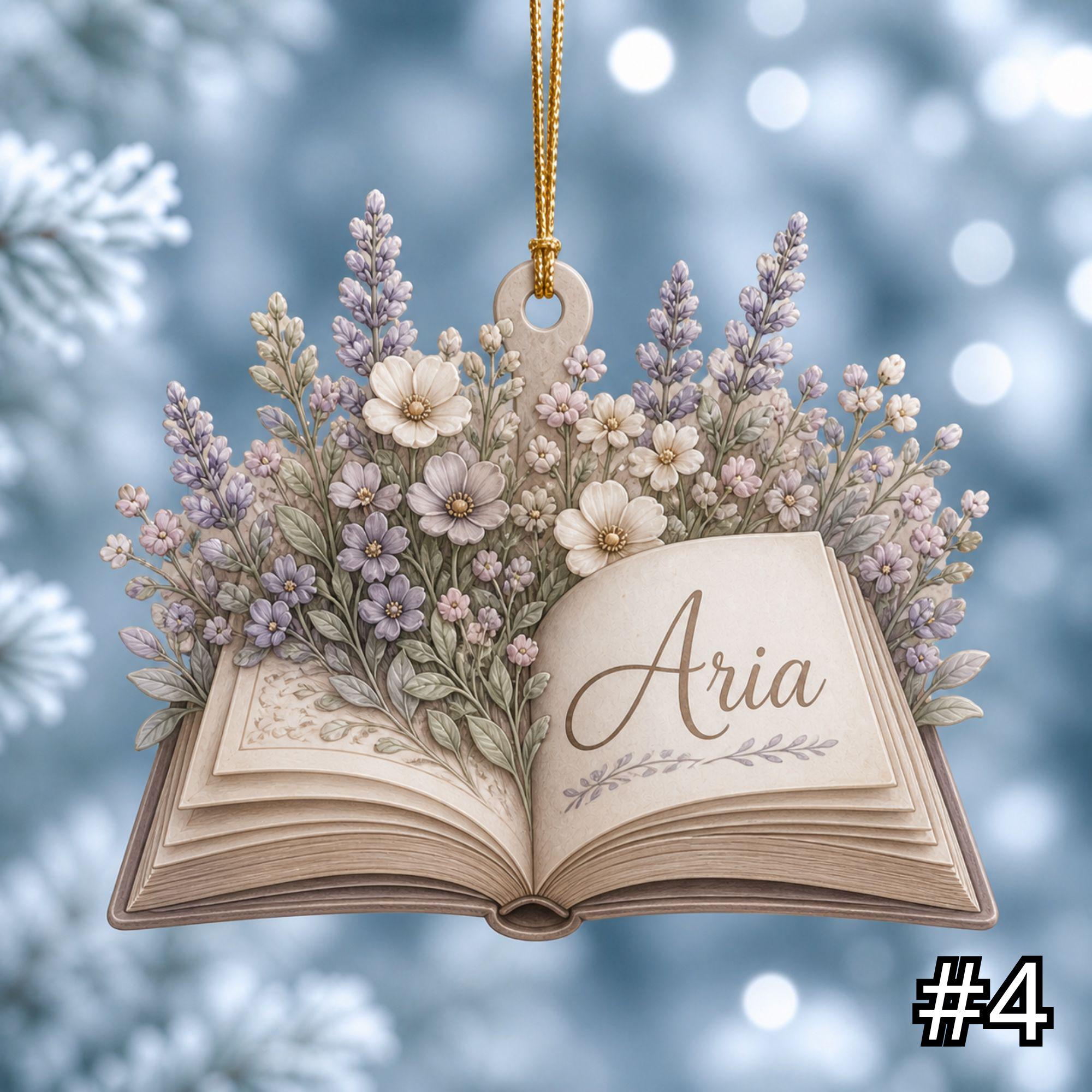 Personalized Open Book Flower Garden Ornament – Acrylic Christmas Ornament - Image 4
