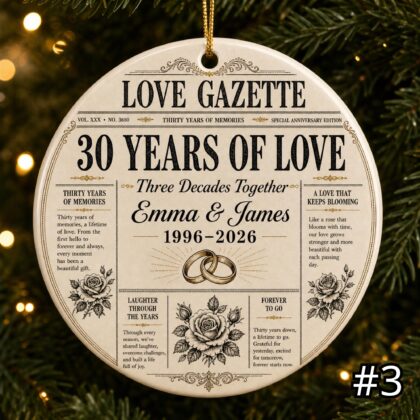 Personalized 30 Years of Love Ceramic Ornament – 30th Anniversary Gift - Image 3