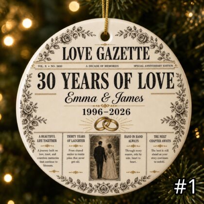 Personalized 30 Years of Love Ceramic Ornament – 30th Anniversary Gift