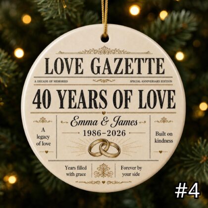 Personalized 40 Years of Love Ceramic Ornament – 40th Anniversary Gift - Image 4