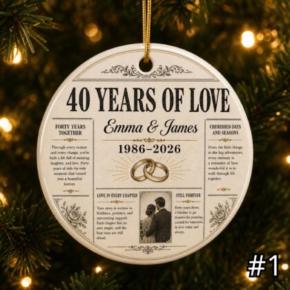 Personalized 40 Years of Love Ceramic Ornament – 40th Anniversary Gift
