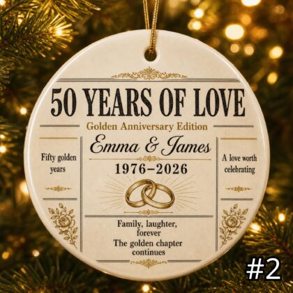 Alternative view of Personalized 50 Years Golden Anniversary Ceramic Ornament