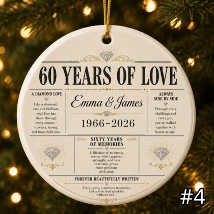Personalized 60 Years Diamond Anniversary Ceramic Ornament - Image 4