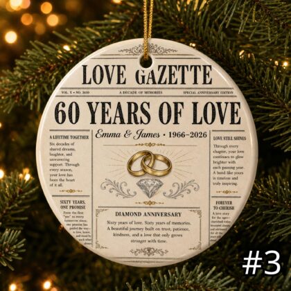 Personalized 60 Years Diamond Anniversary Ceramic Ornament - Image 3