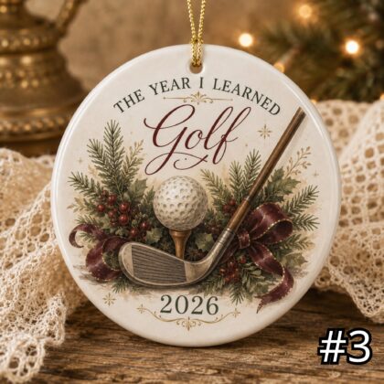 The Year I Learned Golf Ornament – Personalized Ceramic Christmas Keepsake - Image 3