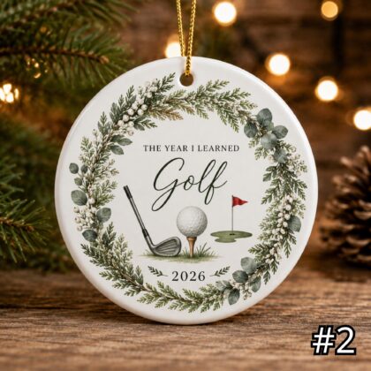 Alternative view of The Year I Learned Golf Ornament – Personalized Ceramic Christmas Keepsake