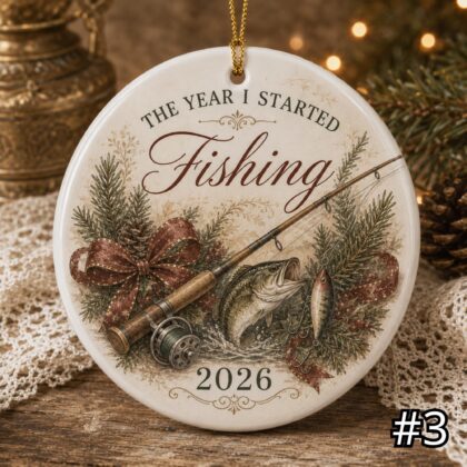 The Year I Started Fishing Ornament – Personalized Ceramic Christmas Keepsake - Image 3