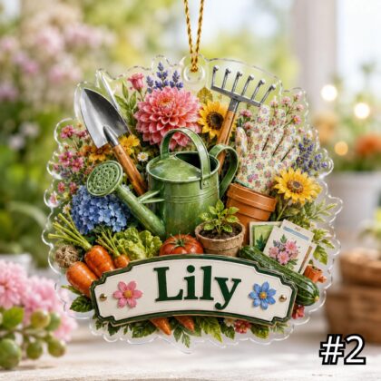 Alternative view of Personalized Gardening Acrylic Ornament – Custom Name Garden Lover Gift