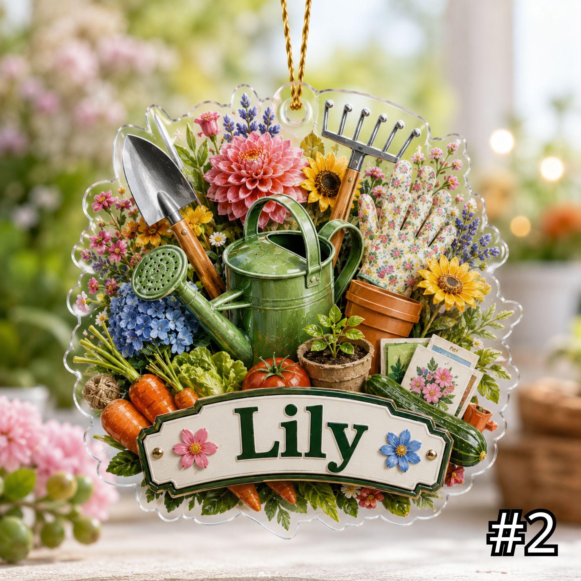 Personalized Gardening Acrylic Ornament – Custom Name Garden Lover Gift - Image 2