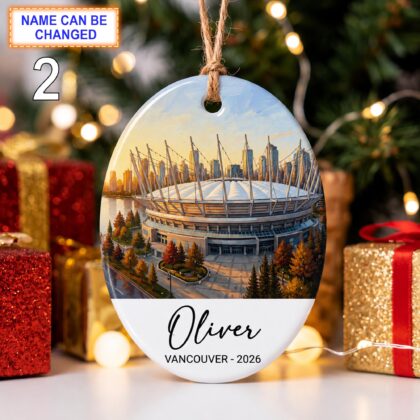 Alternative view of Vancouver Stadium Ornament – Personalized Glossy Ceramic Ornament