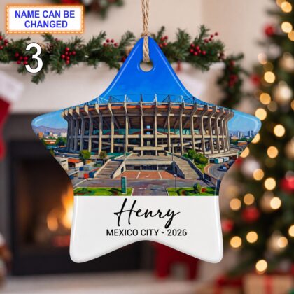 Mexico City Stadium Ornament – Personalized Glossy Ceramic Ornament - Image 3