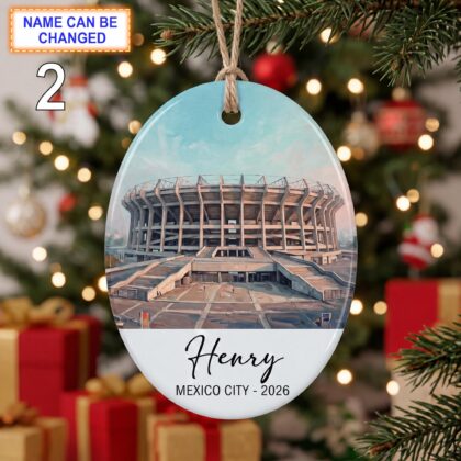 Alternative view of Mexico City Stadium Ornament – Personalized Glossy Ceramic Ornament