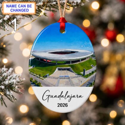 Guadalajara Stadium Ornament – Personalized Glossy Ceramic Ornament