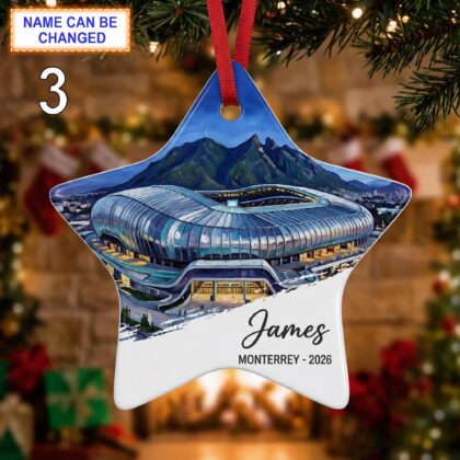 Monterrey Stadium Ornament – Personalized Glossy Ceramic Ornament - Image 3