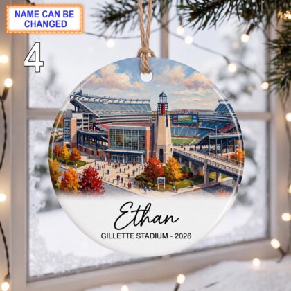 Foxborough Stadium Ornament – Personalized Glossy Ceramic Ornament - Image 4