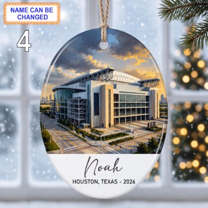 Houston Stadium Ornament – Personalized Glossy Ceramic Ornament - Image 4
