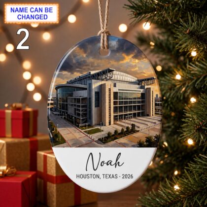 Alternative view of Houston Stadium Ornament – Personalized Glossy Ceramic Ornament