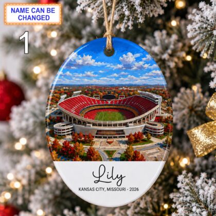 Kansas City Stadium Ornament – Personalized Glossy Ceramic Ornament