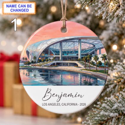 Los Angeles Stadium Ornament – Personalized Glossy Ceramic Ornament