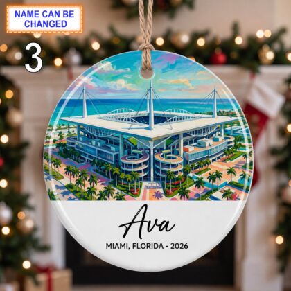 Miami Stadium Ornament – Personalized Glossy Ceramic Ornament