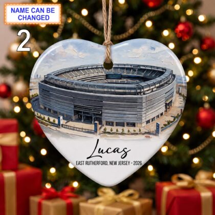 Alternative view of East Rutherford Stadium Ornament – Personalized Glossy Ceramic Ornament