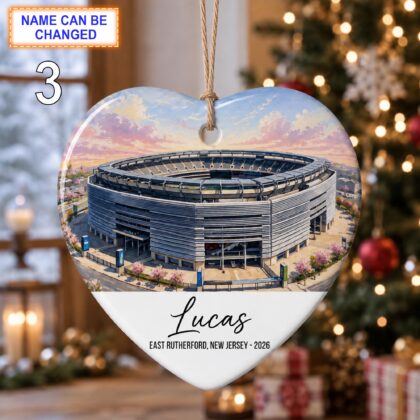 East Rutherford Stadium Ornament – Personalized Glossy Ceramic Ornament - Image 3