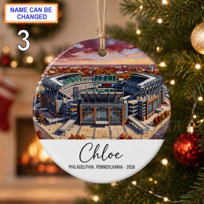 Philadelphia Stadium Ornament – Personalized Glossy Ceramic Ornament - Image 3