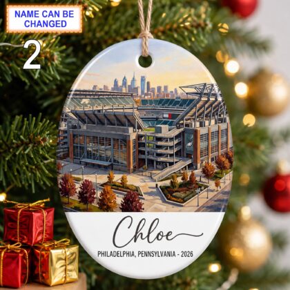 Alternative view of Philadelphia Stadium Ornament – Personalized Glossy Ceramic Ornament