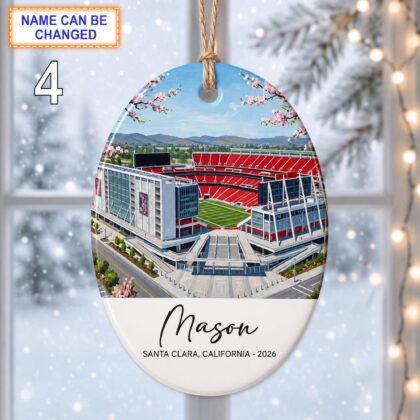 Santa Clara Stadium Ornament – Personalized Glossy Ceramic Ornament - Image 4