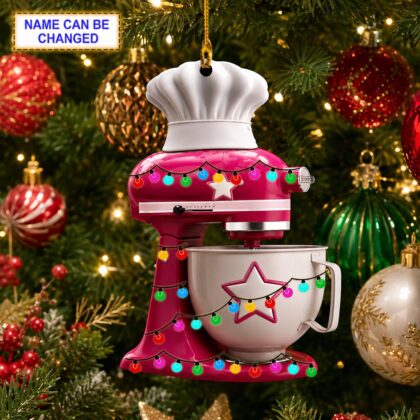 Alternative view of Custom Name Baking Mixer With Led Light Christmas Ornament