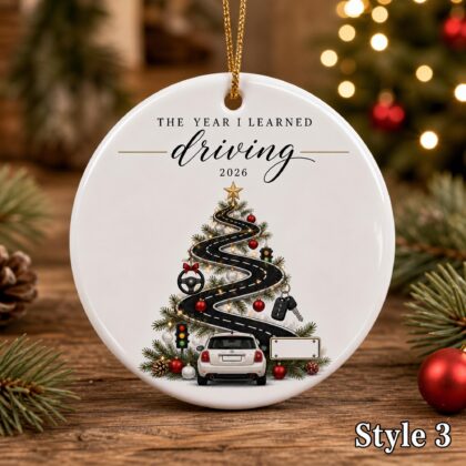 Personalized Driving Christmas Ornament – Custom Name Ceramic New Driver Tree Keepsake - Image 4