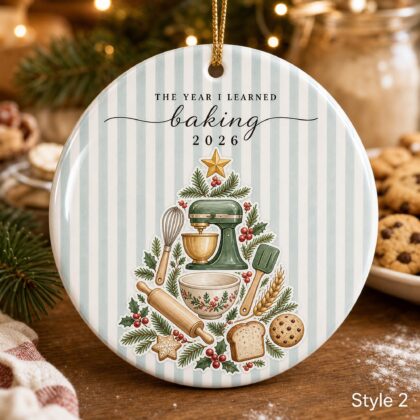 Alternative view of Glossy CeramicPersonalized Baking Christmas Ornament – Custom Name Ceramic Baker Tree Keepsake