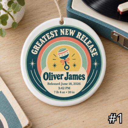 Personalized Baby Record Ornament – Greatest New Release Retro Ceramic Keepsake