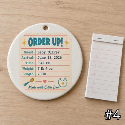 Personalized Retro Baby Diner Ornament – Today’s Sweetest Special Ceramic Keepsake - Image 4