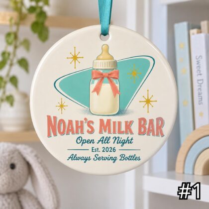 Personalized Retro Baby Diner Ornament – Today’s Sweetest Special Ceramic Keepsake