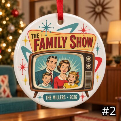 Alternative view of Personalized Family Ceramic Ornament – The Original Family Sitcom Retro 50s Decor