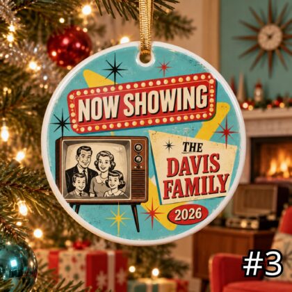 Personalized Family Ceramic Ornament – The Original Family Sitcom Retro 50s Decor - Image 3