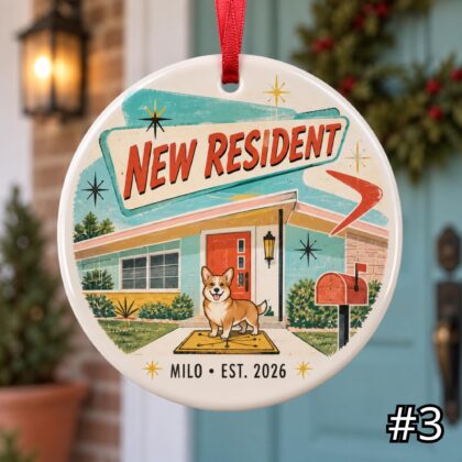 Personalized Growing Family Ceramic Ornament – Retro 50s New Baby Adoption or Blended Family Gift - Image 3