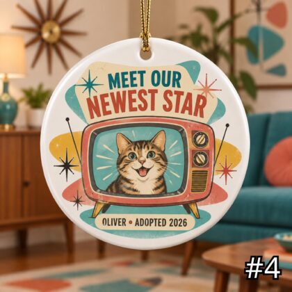 Personalized Pet Ceramic Ornament – Official Family Member Retro 50s Adoption Gift - Image 5