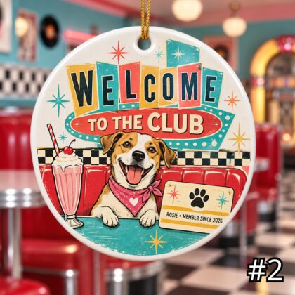 Personalized Pet Ceramic Ornament – Official Family Member Retro 50s Adoption Gift - Image 3