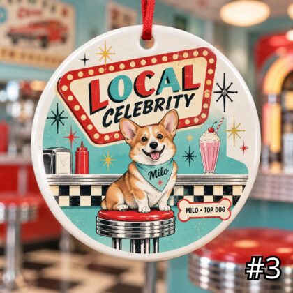 Personalized Dog or Cat Ceramic Ornament – Top Dog Coolest Cat Retro 50s Pet Gift - Image 4