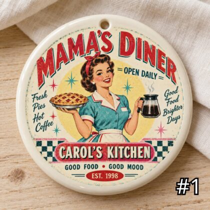 Personalized Diner Ceramic Ornament – Mama's Diner Retro 50s Kitchen Decor
